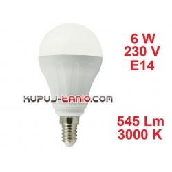 Żarówka LED Bańka (A55) 6W, 230V, gwint E14, barwa biała ciepła