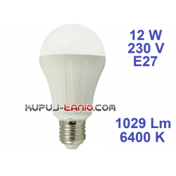 Żarówka LED Bańka (A65) 12W, 230V, gwint E27, barwa biała