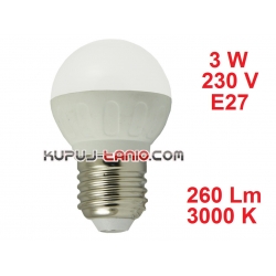 Żarówka LED Bańka (G45) 3W, 230V, gwint E27, barwa biała ciepła
