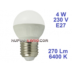 Żarówka LED Bańka (G45) 4W, 230V, gwint E27, barwa biała