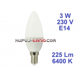 Żarówka LED Świeczka (C35) 3W, 230V, gwint E14, barwa biała