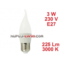 Żarówka LED Płomień (CL35) 3W, 230V, gwint E27, barwa biała ciepła