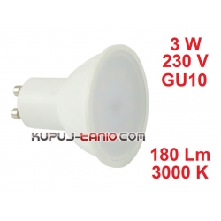 Żarówka LED 3W, 230V, gwint GU10, barwa biała ciepła
