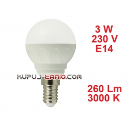 Żarówka LED Bańka (G45) 3W, 230V, gwint E14, barwa biała ciepła