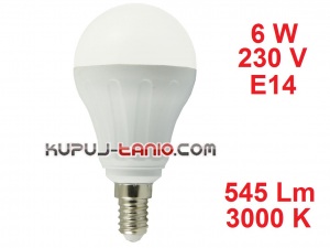 Żarówka LED Bańka (A55) 6W, 230V, gwint E14, barwa biała ciepła