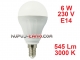 Żarówka LED Bańka (A55) 6W, 230V, gwint E14, barwa biała ciepła
