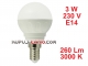 Żarówka LED Bańka (G45) 3W, 230V, gwint E14, ...
