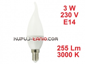 Żarówka LED Płomień (CL35) 3W, 230V, gwint E14, barwa biała ciepła