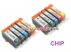 .PGI-525BK - CLI-526 tusze do Canon (10 szt  z chipami, Crystal-Ink) tusze do Canon MG5250, MG5350, MG5150, iP4850, iP4950, MG6150, MG6250
